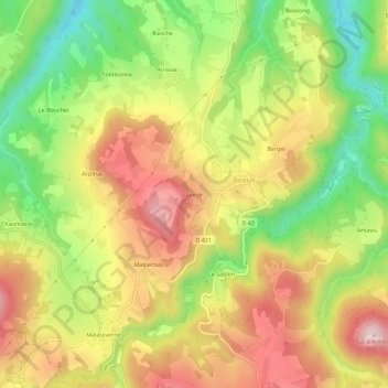 Mapa topográfico Gorse, altitud, relieve