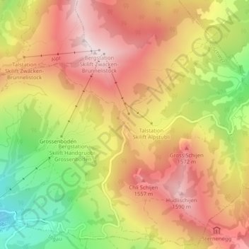 Mapa topográfico Ibergeregg, altitud, relieve