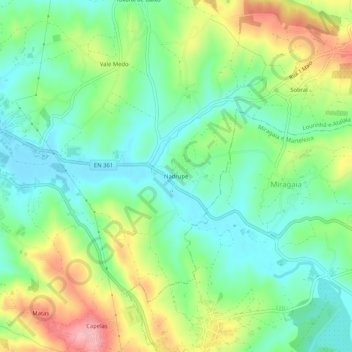 Mapa topográfico Nadrupe, altitud, relieve