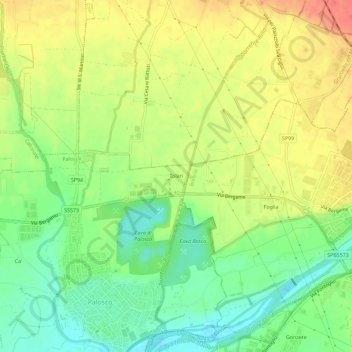 Mapa topográfico Tolari, altitud, relieve