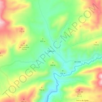 Mapa topográfico Palancar, altitud, relieve