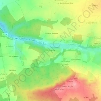 Mapa topográfico La Ligottière, altitud, relieve