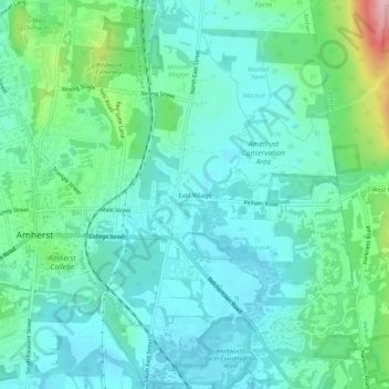 Mapa topográfico East Village, altitud, relieve