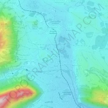 Mapa topográfico Berg, altitud, relieve