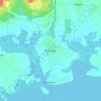 Mapa topográfico Rio Tuba, altitud, relieve