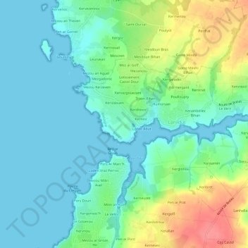 Mapa topográfico Le Roz, altitud, relieve