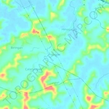 Mapa topográfico Pologon, altitud, relieve