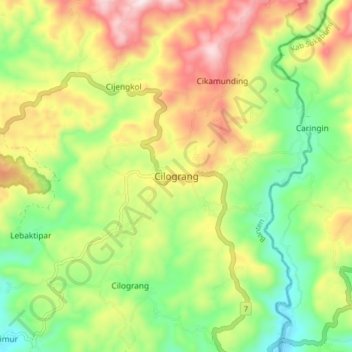Mapa topográfico Cilograng, altitud, relieve