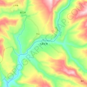 Mapa topográfico 马渡关镇, altitud, relieve