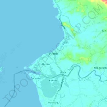 Mapa topográfico Infanta, altitud, relieve