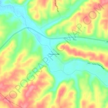 Mapa topográfico Pleasantville, altitud, relieve