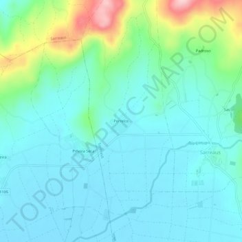 Mapa topográfico Perrelos, altitud, relieve