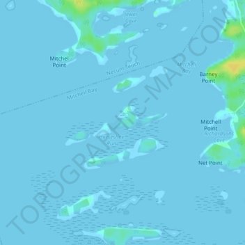 Mapa topográfico Hartlings Island, altitud, relieve