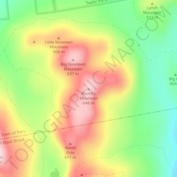 Mapa topográfico Buckley Mountain, altitud, relieve