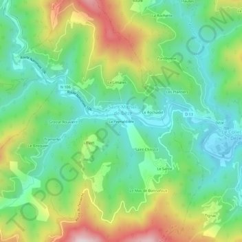 Mapa topográfico La Reynaldière, altitud, relieve