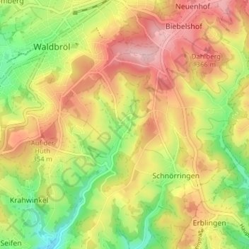 Mapa topográfico Hufen, altitud, relieve