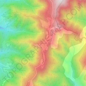 Mapa topográfico Peïra-Cava, altitud, relieve