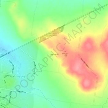 Mapa topográfico Jaymark, altitud, relieve