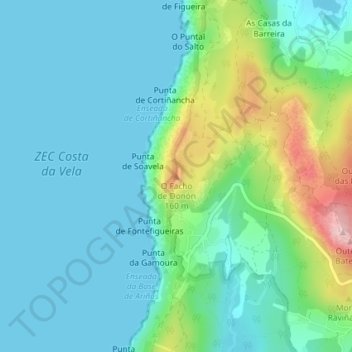 Mapa topográfico Facho de Donon;Monte do Facho, altitud, relieve