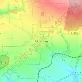 Mapa topográfico Schernberg, altitud, relieve