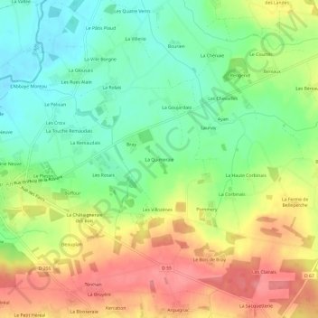 Mapa topográfico La Quimeraie, altitud, relieve