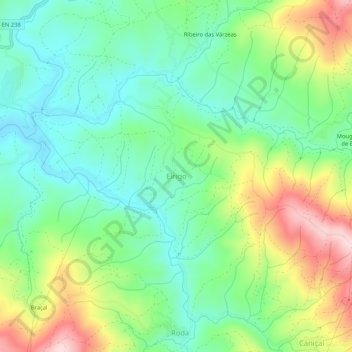 Mapa topográfico Eirigo, altitud, relieve