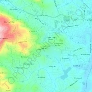 Mapa topográfico Bent Tree, altitud, relieve
