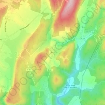 Mapa topográfico Carniol, altitud, relieve