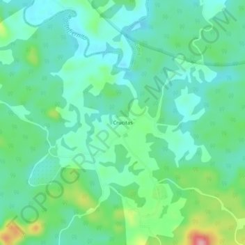 Mapa topográfico Crucitas, altitud, relieve