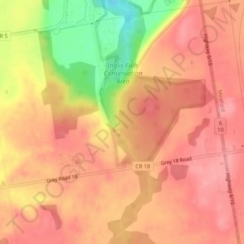 Mapa topográfico glacial potholes, altitud, relieve