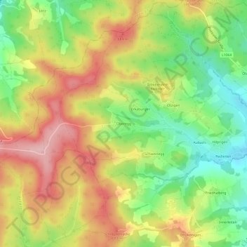 Mapa topográfico Oberegg, altitud, relieve