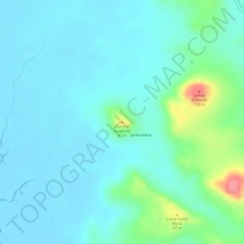 Mapa topográfico Cerro El Guapinol, altitud, relieve