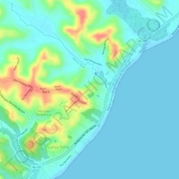 Mapa topográfico Alto da favela, altitud, relieve