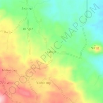 Mapa topográfico Sandor, altitud, relieve