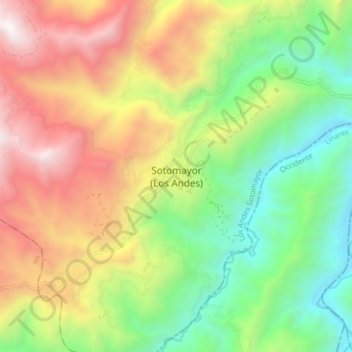 Mapa topográfico Sotomayor (Los Andes), altitud, relieve