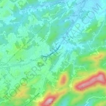 Mapa topográfico Pendotiba, altitud, relieve