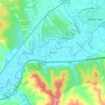 Mapa topográfico Calardos, altitud, relieve