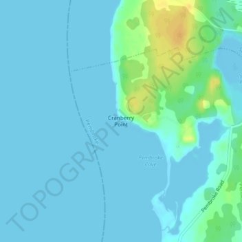 Mapa topográfico Cranberry Point, altitud, relieve