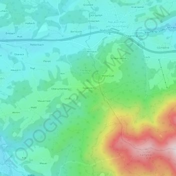 Mapa topográfico Feilenreit, altitud, relieve