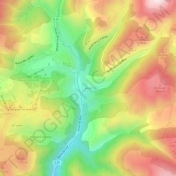 Mapa topográfico Ciriei, altitud, relieve