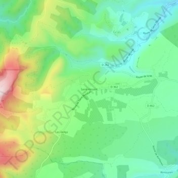 Mapa topográfico Saint-Vincent, altitud, relieve