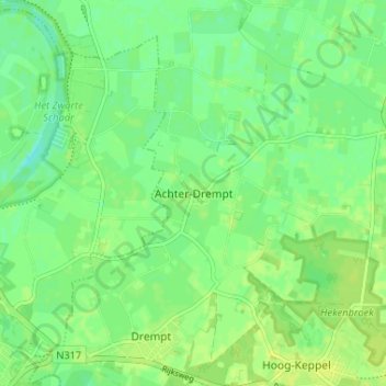Mapa topográfico Achter-Drempt, altitud, relieve