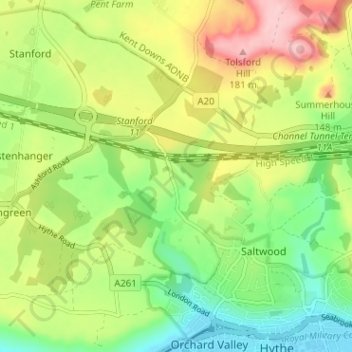Mapa topográfico Sandling, altitud, relieve