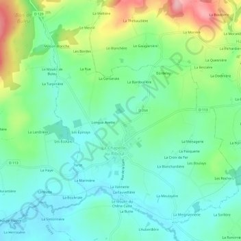 Mapa topográfico Gruau, altitud, relieve