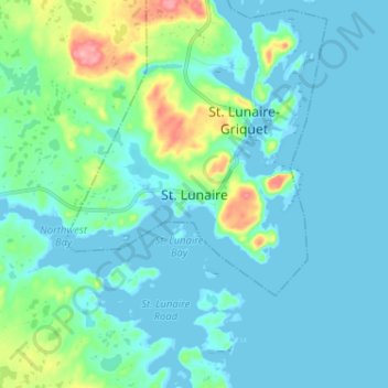 Mapa topográfico St. Lunaire, altitud, relieve
