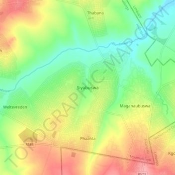 Mapa topográfico Siyabuswa, altitud, relieve
