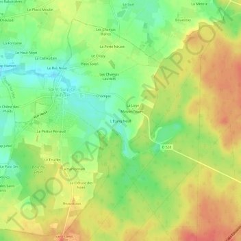 Mapa topográfico L'Étang Neuf, altitud, relieve