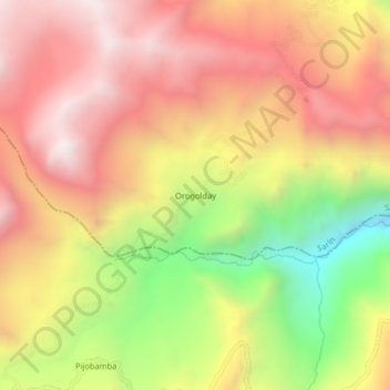 Mapa topográfico Orogolday, altitud, relieve