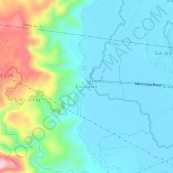 Mapa topográfico Paagahan, altitud, relieve