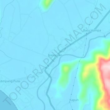 Mapa topográfico Nanggalo, altitud, relieve